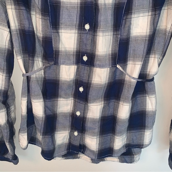 Levi's Blue and White Plaid Button Up Shirt with Tie L - Picture 9 of 10